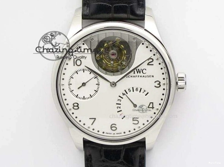 MIROTIME 0313 Modern Portuguese IW371404 ZF V3 1:1 Best Edition SS Black Dial On Black Leather Strap A 7267